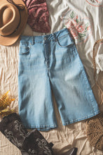 Load image into Gallery viewer, High-Rise Denim Bermuda Shorts with Wide-Leg Cut