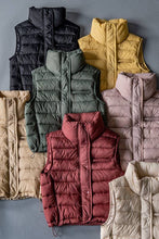 Load image into Gallery viewer, STRIPE QUILTED STAND COLLAR PADDED VEST JACKET
