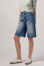 Load image into Gallery viewer, High-Rise Denim Bermuda Shorts with Wide-Leg Cut