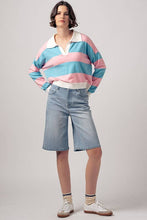 Load image into Gallery viewer, High-Rise Denim Bermuda Shorts with Wide-Leg Cut