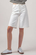 Load image into Gallery viewer, High-Rise Denim Bermuda Shorts with Wide-Leg Cut