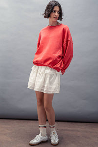 Crew Neck Comfort Washed Organic Cotton Spring Sweatshirt