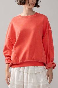 Crew Neck Comfort Washed Organic Cotton Spring Sweatshirt