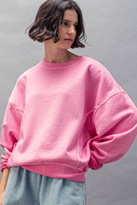 Crew Neck Comfort Washed Organic Cotton Spring Sweatshirt