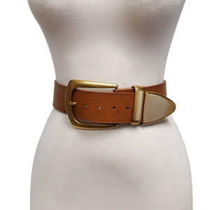 Wide width belt with Western Statement Buckle Loop Tip set